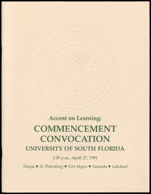 Commencement Convocation Program USF April 27 1991 By University