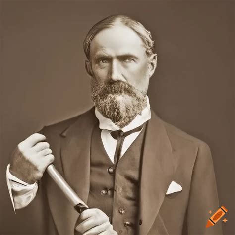 Detailed Sepia Portrait Of A Distinguished Victorian Gentleman With A