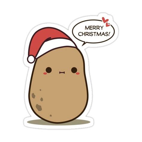 Christmas Potato Sticker For Sale By Clgtart Cute Potato Christmas