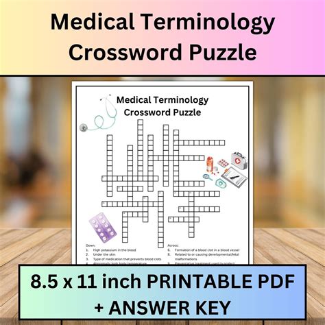 Medical Terminology Crossword Puzzle Answer Key Trivia Pharmacy Medical