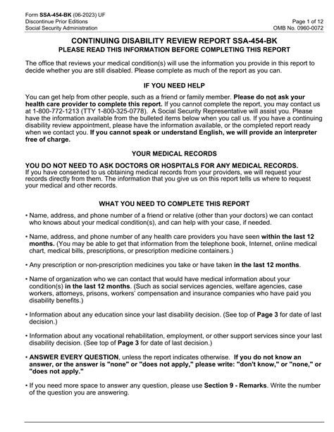 Form Ssa 454 Bk Continuing Disability Review Report Forms Docs 2023