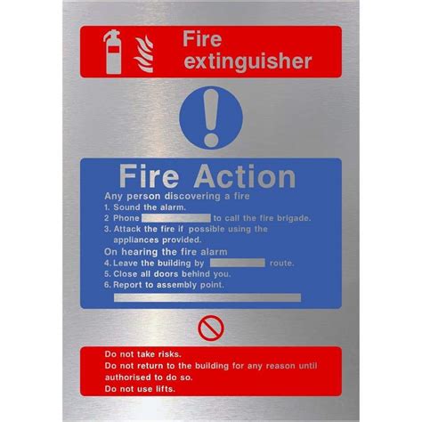 Brushed Aluminium Fire Action Notices Shop