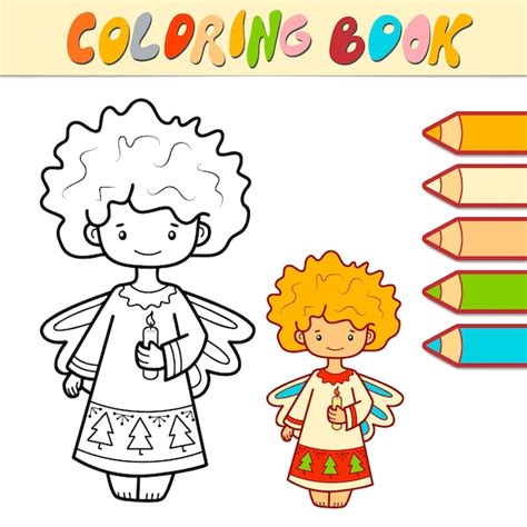 Livro De Colorir Ou P Gina Para Crian As Ilustra O Em Vetor Anjo De