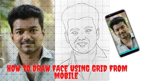 How To Draw Portrait Grid Method In Tamil Actor Vijay Drawing Youtube