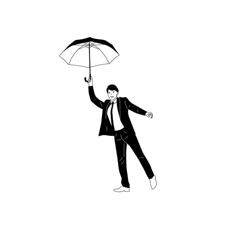 Illustration Of A Person Holding An Umbrella People In The Rain Using