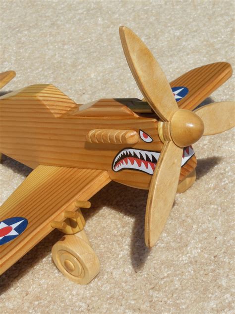 Wooden P 40 Fighter Flying Tiger Toy Plane Etsy