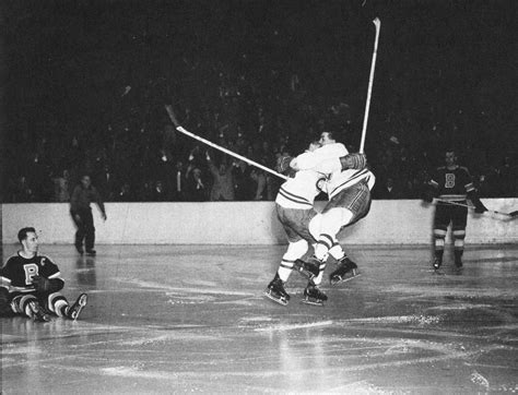 Maurice Rocket Richard And Elmer Lach Celebrate A Stanley Cup Winning