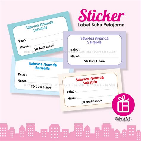 Jual Sticker Nama Label Buku Tulis Sekolah Stiker Mapel Polos Tema