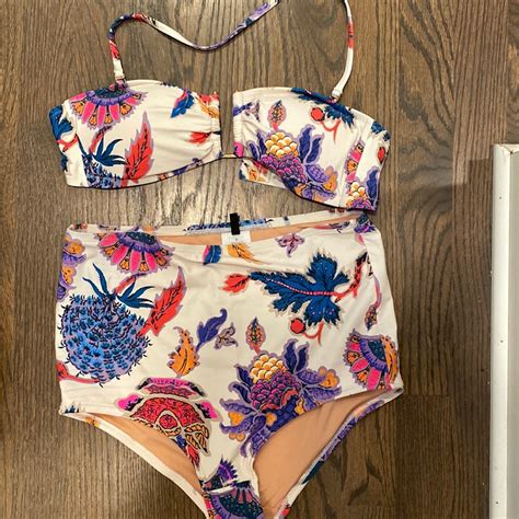 Jcrew Bikini Set High Waisted Bottoms Bandeau Top Gem