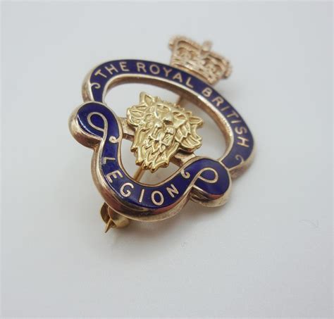 9ct Yellow Gold And Enamel Royal British Legion Pin Badge Sally Antiques