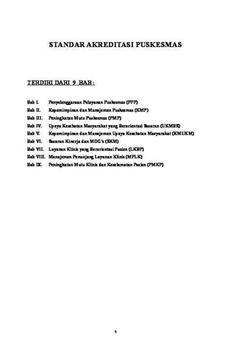 Standar Akreditasi Puskesmas 9 Bab Pdfcoffeecom