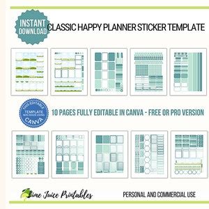 Editable Canva Planner Sticker Templates Classic Happy Planner Personal