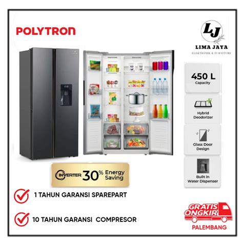 Jual Kulkas 2 Pintu Set By Side Polytron 480X Inverter Series Kulkas