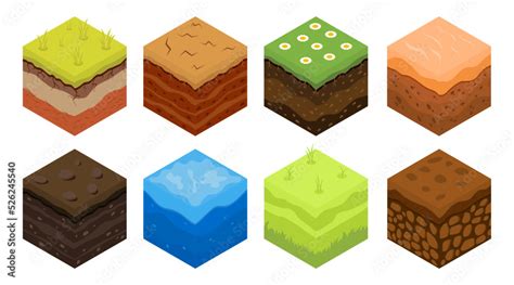 Isometric Soil Land Ground For Game Background Sand And Grass Desert