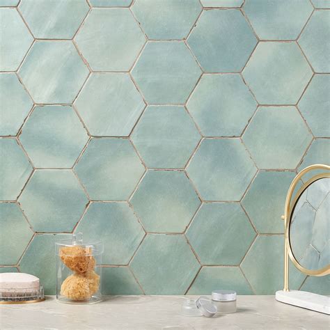 Sasha Hex Bettina Blue Green 6 Matte Porcelain Hexagon Tile