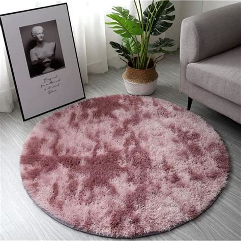 Rumocovo Tapis Salon Shaggy Design Moderne Poils Longs Ronde