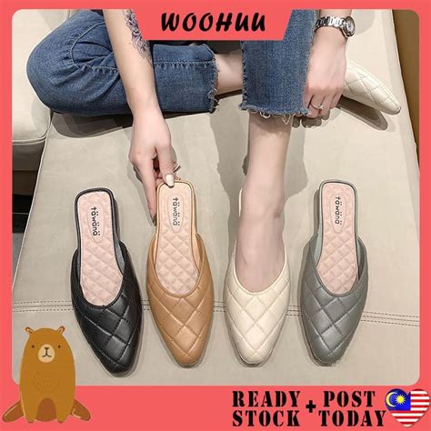 Ready Stock Woohuu Sandal Kasut Wanita Flat Shoes Perempuan Lady