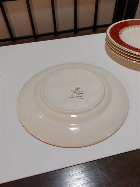 Craftsman Dinnerware 18 Carat Gold Homer Laughlin 7 Plates Set Of 5