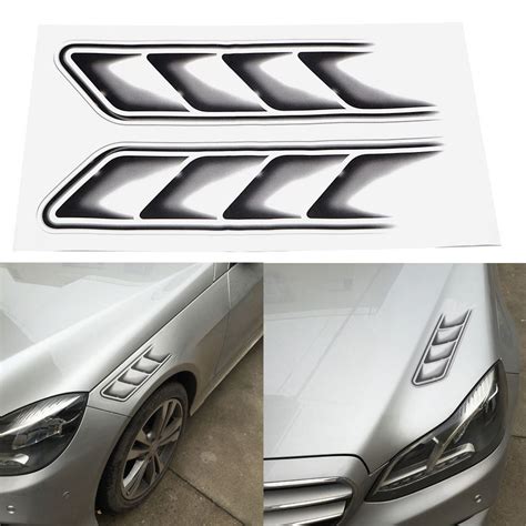 Akzdxe Black 3d Car Styling Waterproof Flow Fender Decor Car Stickers Decals Vent Air Lazada Ph