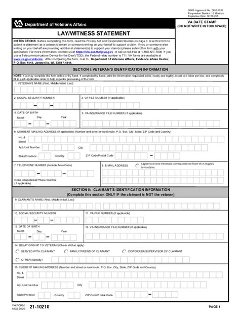 2020 VA Form 21 10210 Fill Online Printable Fillable Blank PdfFiller