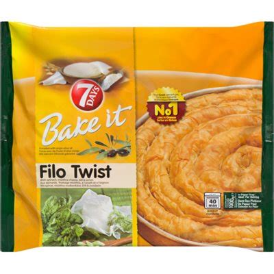 7 Days Bake It Filo Twist With Spinach Mizithra Cheese Dill Onion 1KG