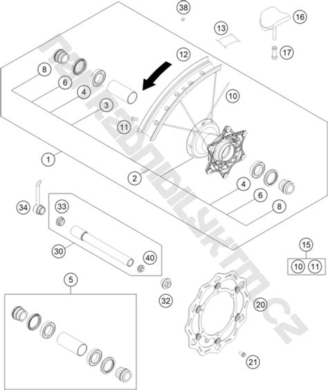 Náhradní díly KTM Schéma FRONT WHEEL pro model KTM Enduro 350 EXC F