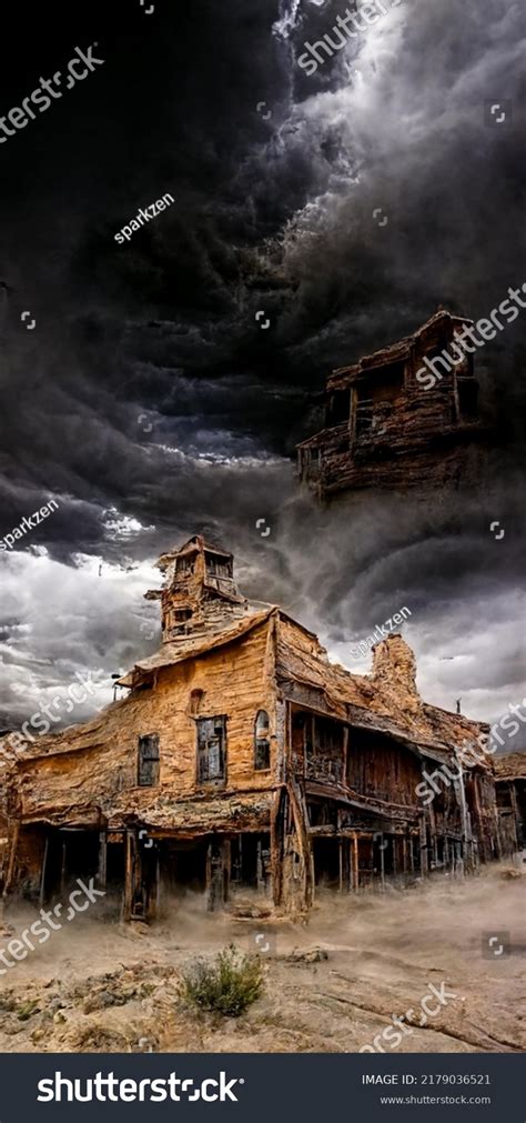 Haunted Abandoned Wild West Ghost Town Stock Illustration 2179036521