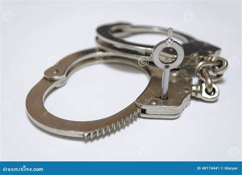 Steel Police Handcuffs Stock Image Image Of Cuffs Guilt 48174441