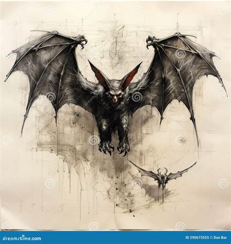 Watercolor Drawing of a Scary Bat, Spooky Halloween Element. Generative ...