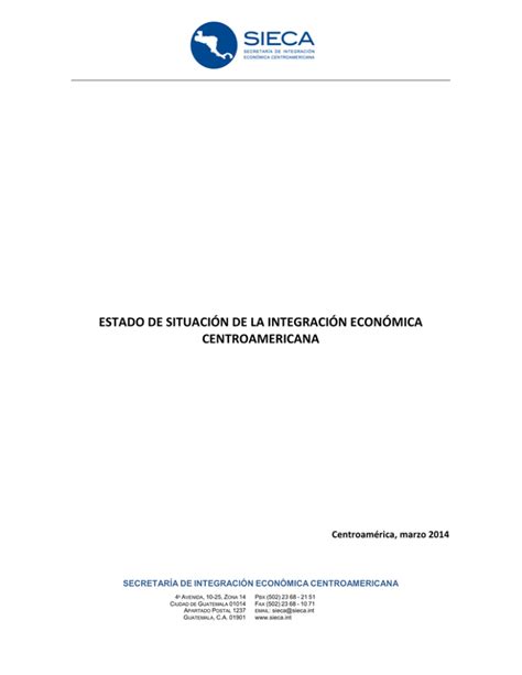 Estado De Situaci N De La Integraci N Econ Mica Centroamericana