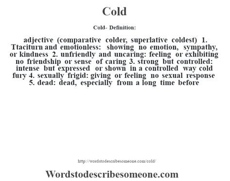 Cold Definition Cold Meaning Words To Describe Someone