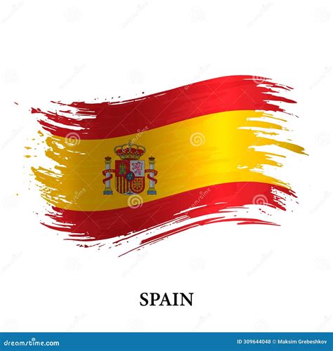 Grunge Flag Of Spain Brush Stroke Vector Stock Vector Illustration