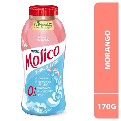 Iogurte Molico Nestlé Desnatado Morango Zero Lactose Triplo Zero Frasco