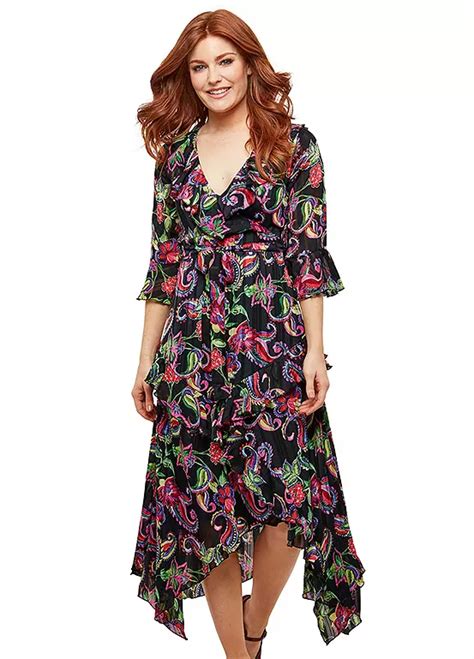 Joe Browns Neon Paisley Print Frill Dress Kaleidoscope