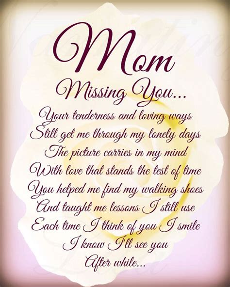 Mum Memorial Poem Mom Missing You In Loving Memory Memorial