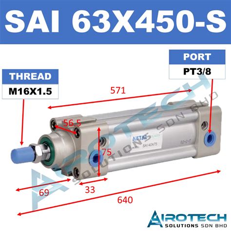 Airtac Sai Series Iso Standard Air Cylinder Bore Stroke Length