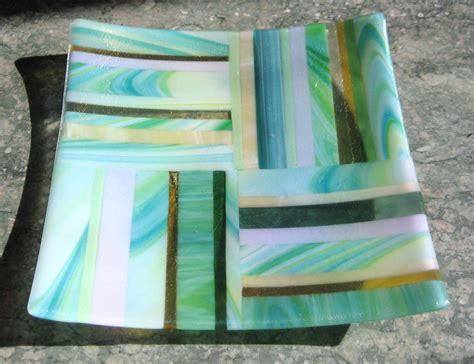 Custom Made Fused Glass Square Platters By Grateful Glass