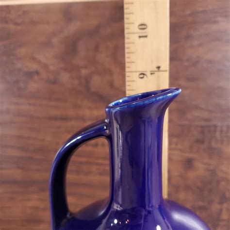 Vintage Dolfi 70 CL Cobalt Blue And White Ceramic Pitcher Jug Bottle