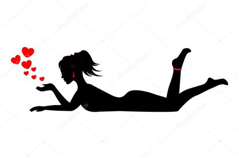 Silhouette Of A Woman Lying On Her Stomach Stock Illustration By