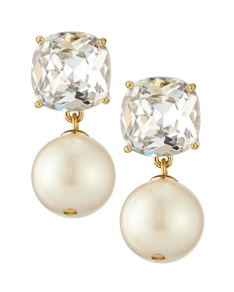 Kate Spade New York Faux Pearl And Crystal Drop Earrings Crystal Drop