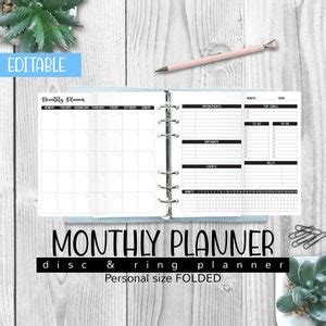 Foldout Monthly Planner Editable Undated Printable Calendar