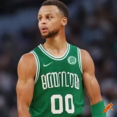 Exciting Pose Of Steph Curry In A Green Boston Celtics Uniform On The