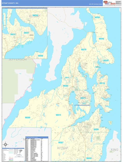 Kitsap County Wa Zip Code Wall Map Basic Style By Marketmaps