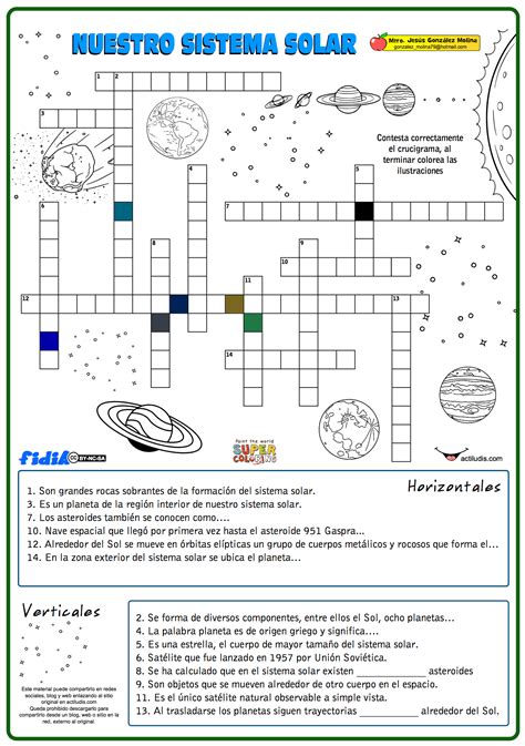 Crucigrama La Tierra En El Universo Sowetero