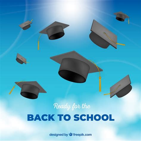 Free Vector Back To School Background With Realistic Hats