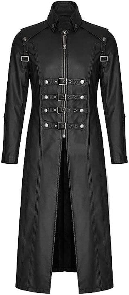 Gothic Black Trench Coat Men