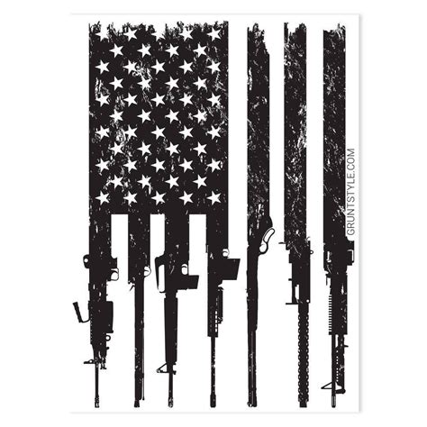 Rifle Flag 20 Sticker Grunt Style Patriotic Sticker Grunt Style Llc