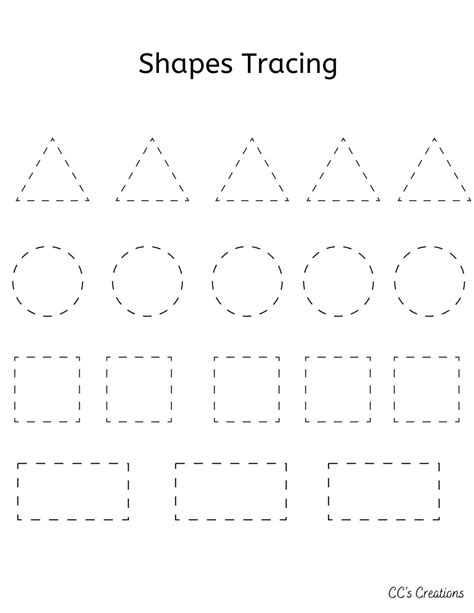 Shape Tracing, Preschool, Kinder Worksheets - Etsy