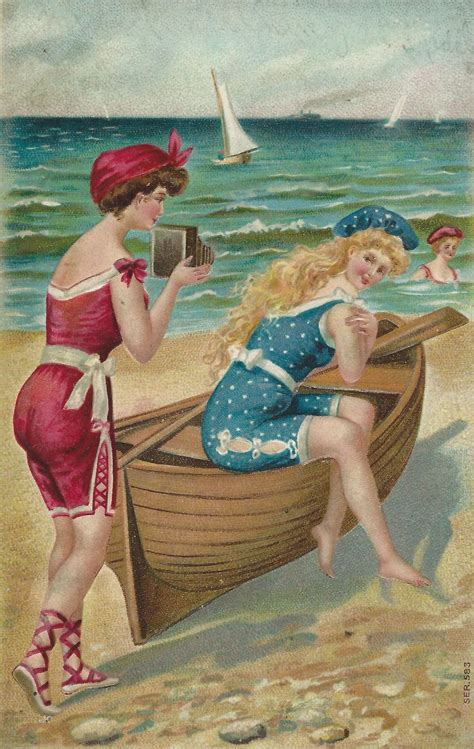 Vintage Bathing Beauties Beach Illustration Beach Art Beach