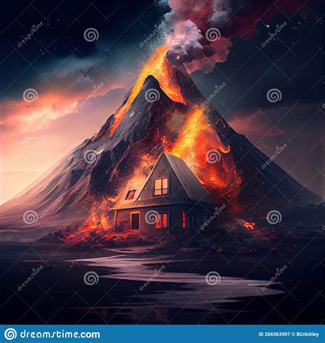 Erupting Volcano Set Vector Flat Illustration Natural Volcanic Activity With Magma Smoke